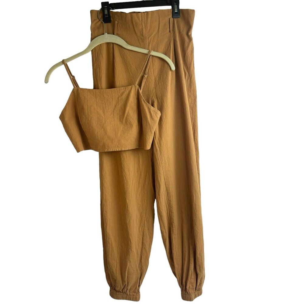 Women's Pant Set in Brown / Tank Top Size 8, Tan Resort Wear Tropical Vacation